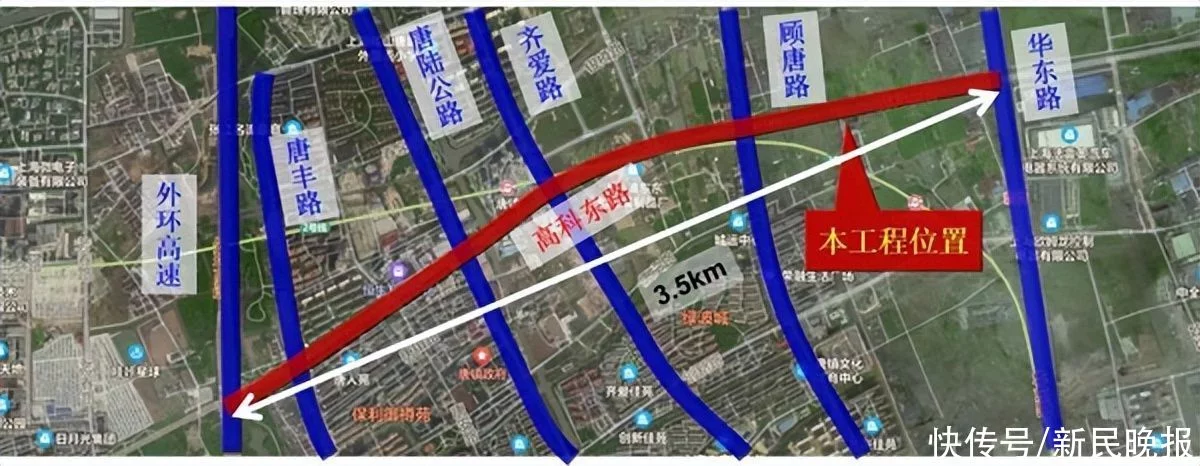 4车道变6车道！高科东路（华东路—外环线）改建工程进入道路主体施工阶段(图2)